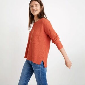 Madewell Thompson Pocket Pullover Sweater Heather Lipstick Size Small